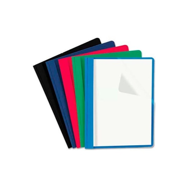 Universal Clear Front Report Cover, Tang Fasteners, Letter Size, Assorted Colors, 25/Box UNV57119*** - main